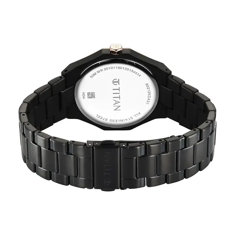 Titan Regalia Dodecagon Black Dial Men’s Watch- 90212KM02